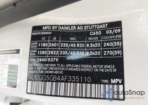 2010 Mercedes-Benz Glk 350 из США, поврежденный, VIN WDCGG5GB4AF335110